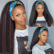 Прямой синтетический парик с повязкой на голову Yaki для чернокожих женщин